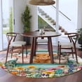 thumbnail image 4 of Farm Animals Round Living Room Rugs 6 ft, Funny Pig Cow Donkey Retro Truck Spring Wildflower Washable Area Rug with Non-Slip Sturdy Edge Binding Round Carpet for Kitchen Office Bedroom, 4 of 9