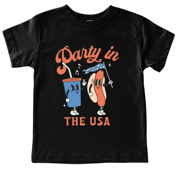 EnJoCho Children Summer Spring Tops Kids Independence Day T Shirt Humorous Hot Dog Drink Print T Shirt For Children 3 To 13 Years