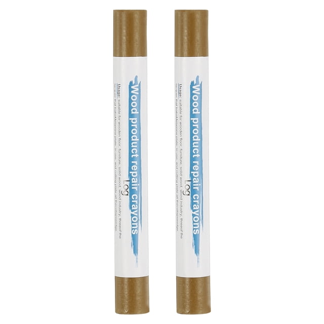 Crayones para reparar muebles Uxcell, 2 piezas de varillas de cera para rellenar madera, crayones de cera para arañazos en suelos de madera, agujeros en mesas, color madera