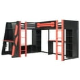 thumbnail image 6 of Harper & Bright Designs L-Shaped Gaming Loft Bed with Desks, Double Twin Loft Beds with LED Lights, USB Ports, Storage Bookshelves, Wood Corner Loft Bed for 2, Red, 6 of 18