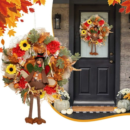 

Thanksgiving Decorations Thanksgiving Wreath Fall Turkey Mesh Wreath With Led Warm White String Lights Dangling Legs Turkey Wreath Adorned For Autumn Front Door Decorations Home Brand Flash Deal