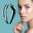 thumbnail image 2 of Unique Bargains 1 Pc Grace Stripe Pattern Wide Cross Knot Headbands for Women White Dark Green, 2 of 6