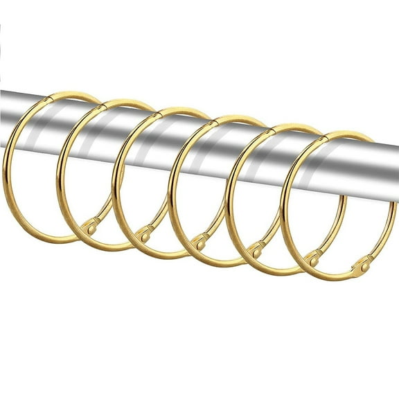 Dznils Rustproof Round Metal Shower Curtain Hooks Rings, Gold, Set of 24