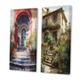 thumbnail image 3 of Designart "Rustic Stairway Welcoming Cottage Entry I" Farm Wall Art Set Of 2 - Country Red Wall Decor Set Of 2, 3 of 6