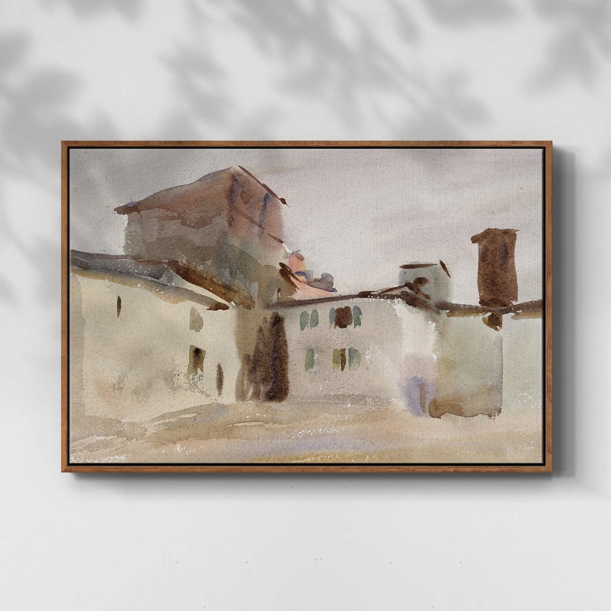 Vintage Landscape-M By Wexford Home Framed in Walnut Wood Gallery Wrapped Canvas 27 in. x 41 in.