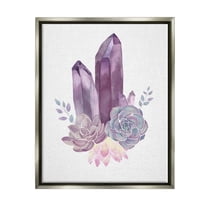 Stupell Industries Succulent Crystal Flower Purple Blue Watercolor Painting Luster Gray Framed Floating Canvas Wall Art, 24x30, by Ziwei Li