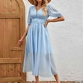 thumbnail image 7 of LNWUY Womens Short Sleeve Maxi Dress 2025 Spring Trendy Elegant V Neck Flowy Wedding Guest Holiday Formal Long Dresses Light Blue M, 7 of 7