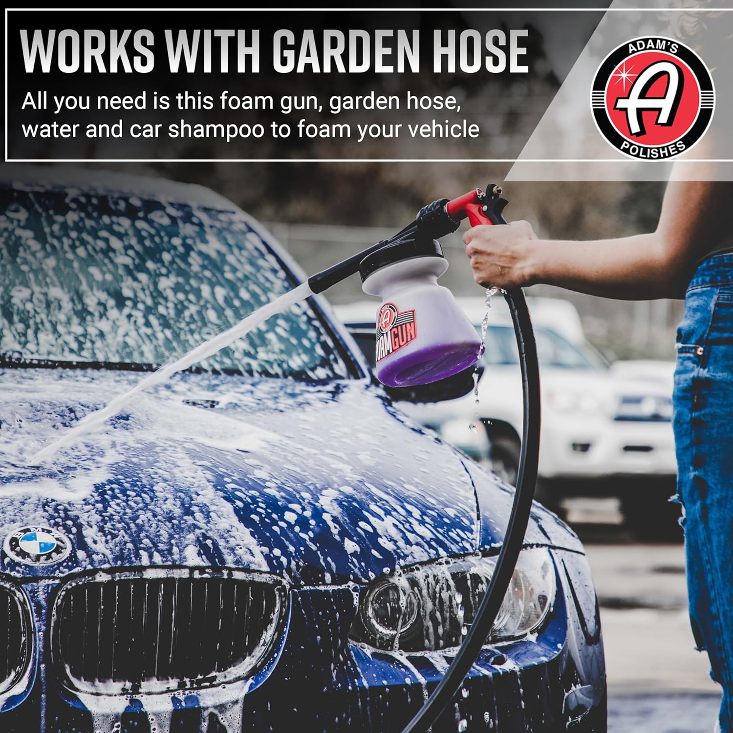 Adam's Polishes Standard Foam Gun Car Wash Foam Sprayer - Connects to Garden Hose for Car Washing, No Pressure Washer Required, Use Snow Foam Blaster with Car Soap, Shampoo or Detergent