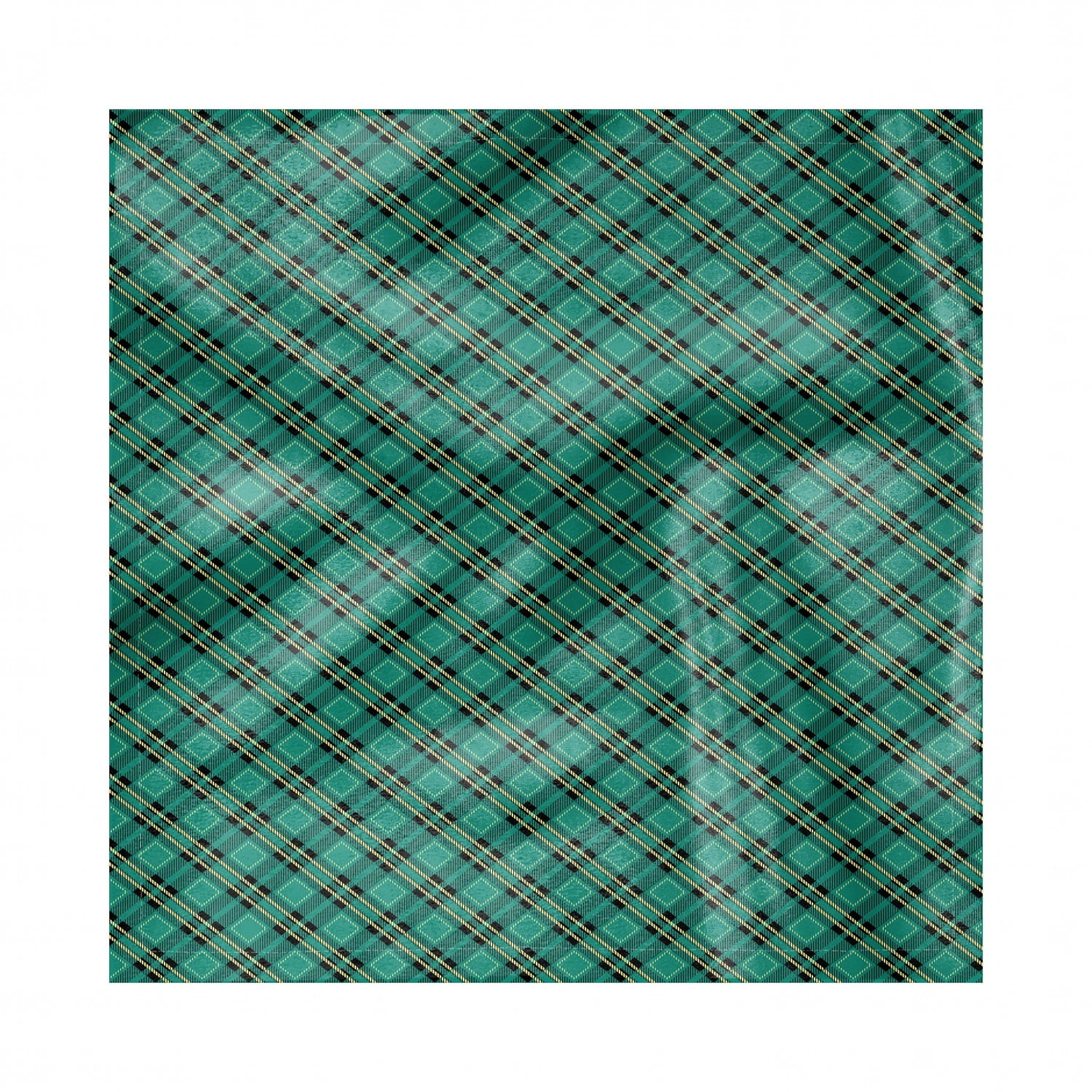 Ambesonne Celtic Green Place Mats Set of 4 Classical Tartan Diagonal Lines Arrangement Plaid Print Washable Fabric Placemats for Dining Room Kitchen Table Decor Teal Pastel Yellow Charcoal Grey