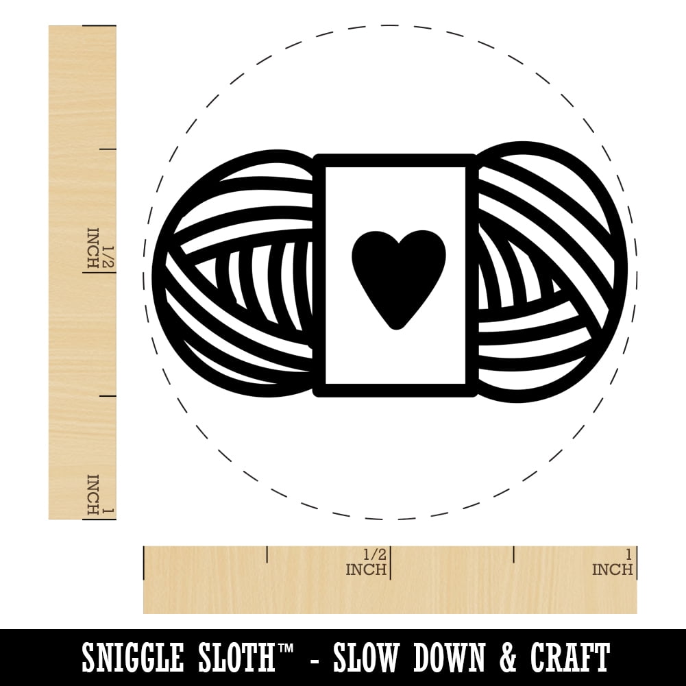 Darling Skein of Yarn Crocheting Knitting Yarn Crafts Self-Inking Rubber Stamp Ink Stamper - Red Ink - Medium 1 Inch