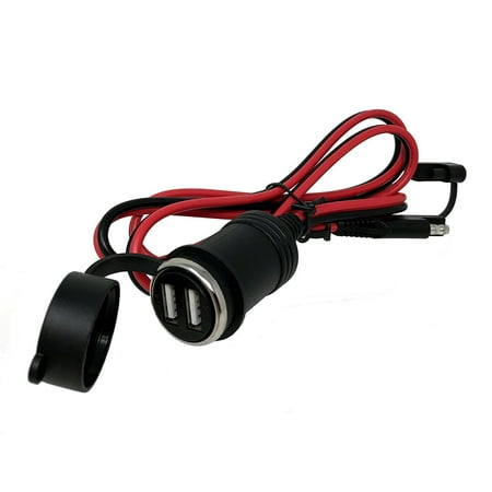 Tetra-Teknica MotoBasics Series SAU-01 12V 2-Pin Quick Disconnect SAE to USB Adapter with Dual 5V/2.1A USB Output, 3 Feet, 16 Gauge Copper Wire