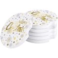 thumbnail image 1 of POGLIP Merry Christmas Golden Snowflake Set of 2 Car Coaster for Drinks, Absorbent Ceramic Stone Coasters Cup Mat with Cork Base for Home Kitchen Room Coffee Table Bar Decor, 1 of 5