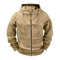 thumbnail image 4 of Men's Casual Long-Sleeve Zip-Up Hoodie Jacket, Khaki, Size XXXL, 4 of 4