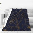 thumbnail image 4 of Cauagu Copper-Gold Gloss Outline Flower Pattern Flannel Bed Blankets,Fleece Blanket Comfortable Air Conditioning Blanket for Sofa Bed Travel Couch & Living Room -80"x60", 4 of 8