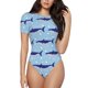 thumbnail image 1 of Balery Party Shark Cute Body de cuello redondo de manga corta para mujer Tops de manga corta Tops básicos-XX-Large, 1 of 7