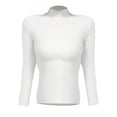 thumbnail image 3 of White Sweatshirt for Women's High Necked Slim Long Sleeved Tight Fitting T Shirt Women Fall Clothes, 3 of 4
