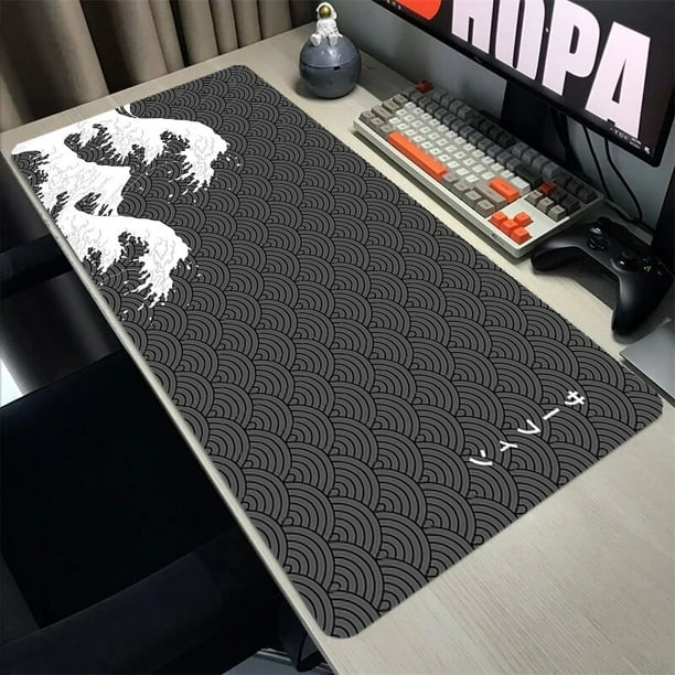 Alfombra de gran ola Off alfobrilla de ratón ordenador XXL para juegos, alfombrilla para juegos de alfombra para ratón teclado, alfombrilla para mesa con borde Anti-bloqueo de deslizamiento LIUWENJING unisex