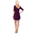 thumbnail image 3 of Women's Scoop Neck 3/4 Sleeve Relaxed Fit Babydoll Mini Dress, 3 of 4