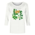 thumbnail image 4 of Saint Patricks Day Shirt Women Love Shamrock Graphic Tees 3/4 Sleeve Crew Neck Casual Tops Trendy Blouses St Patricks Day Outfit, 4 of 5
