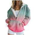 thumbnail image 2 of BSDJILFG Plus Size Hoodies for Women Zip Up Sweatshirt Athletic Tops Gradient Color Blouse with Front Pockets,Sizes S-3XL, 2 of 5
