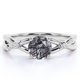 thumbnail image 1 of JeenMata Anillo de Compromiso Moderno con Diseño Retorcido de 1,1 Uds, Cuarzo Rutilado Negro Redondo y Detalle de Moissanita, Anillo de Promesa Ramita, Oro Blanco 18 K sobre Plata, 1 of 6