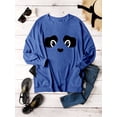 thumbnail image 5 of QAFOPEH Women Panda Cute Graphic Crew Neck Long Sleeve Side Pocket Top, 5 of 7
