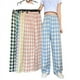 thumbnail image 4 of Pantalones anchos a cuadros para mujer, pantalones holgados y adelgazantes de verano, pantalones rectos finos, pantalones casuales a cuadros de cintura alta, 4 of 4