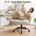 thumbnail image 5 of BOSSIN Cross Legged Office Chair with Flip-up Armrests, 135° Reclining Ergonomic Executive Chair for Big and Tall, Wide Seat Computer Desk Chair with Wheels, Beige, 5 of 9