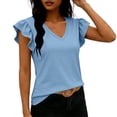 thumbnail image 5 of BRGZLK Short Sleeve Striped Shirt Women Casual Loose Summer Tops T-Shirts Ruffle V Neck 2026 Tee Trendy Blouses, 5 of 7
