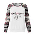 thumbnail image 4 of Camisa con estampado de plumas estilo étnico Honeeladyy para mujer, blusa con gráfico geométrico azteca occidental vintage, blusa informal de manga larga raglán, 4 of 4