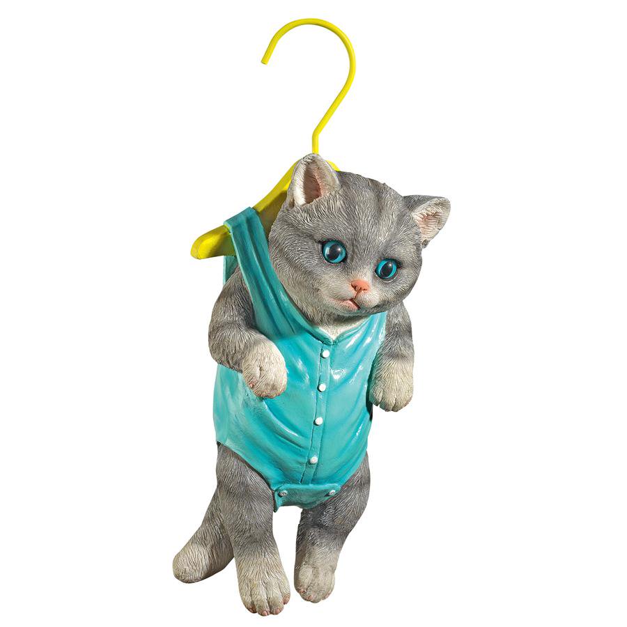 grey tabby cat statue