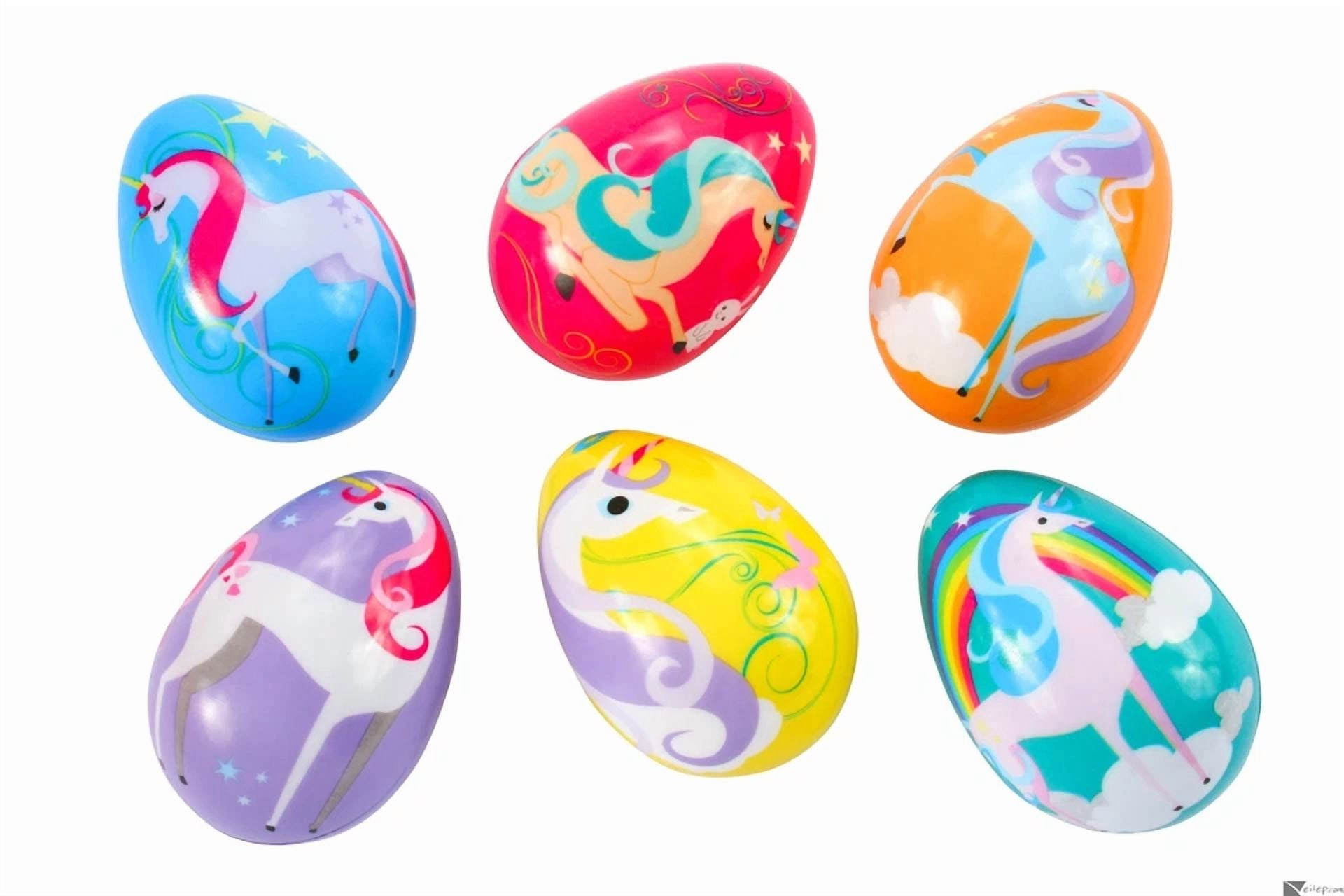 ZYLER- Easter Unlimited Magic Unicorn Fillable Plastic Easter Eggs, 4 Ct, 3", Rainbow