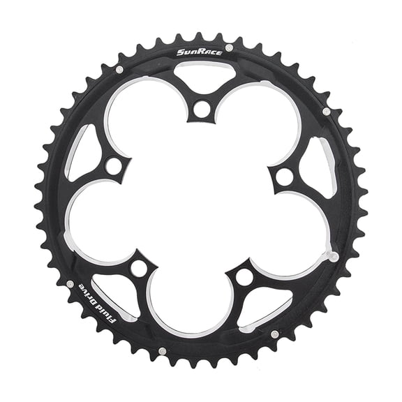 Sunrace RS0 Chainring 50t 110 BCD 5-Bolt Aluminum Black/Silver Rd MTB