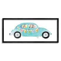 Stupell Industries Decorated Easter Car Bunnies Floral Pattern Banner Painting Black Framed Art Print Wall Art, Design by Heatherlee Chan