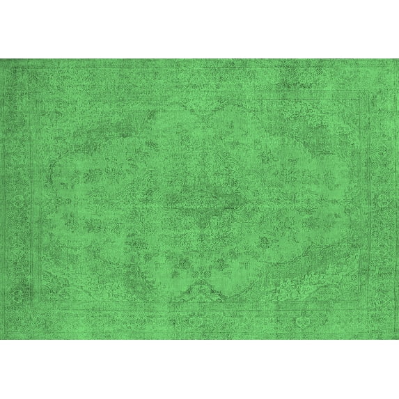 Ahgly Company Indoor Rectangle Oriental Emerald Green Industrial Area Rugs, 2' x 4'