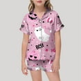 thumbnail image 3 of BOOMNY Halloween Girls 2 Peice Pajamas Sets Hallowmas Pumpkin Ghost Graphic Long Sleeve Sleepwear Tops Pants Pjs Set for Kids Cozy Loungewear Homewear, 3 of 4