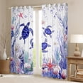 thumbnail image 2 of Feelyou Cartoon Sea Turtle Black Out Curtains, Kawaii Ocean Animal Curtains Pack of 2 (42x63 Each), Seashell Starfish Coral Bedroom Curtains, Blackout Curtains Home Decor, 2 of 6
