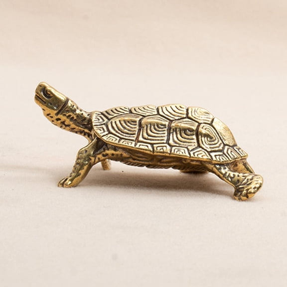 Tongina Tea Pet Turtle Statue Craft Miniature Figurines Gift Desktop Animal Figure Brass Ornament for Living Room Tearoom Home Office