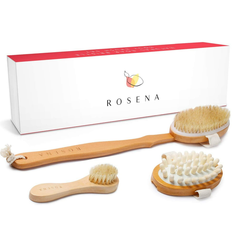 Dry Brushing Body Brush Set Best For Cellulite Lymphatic Drainage And Skin Exfoliating