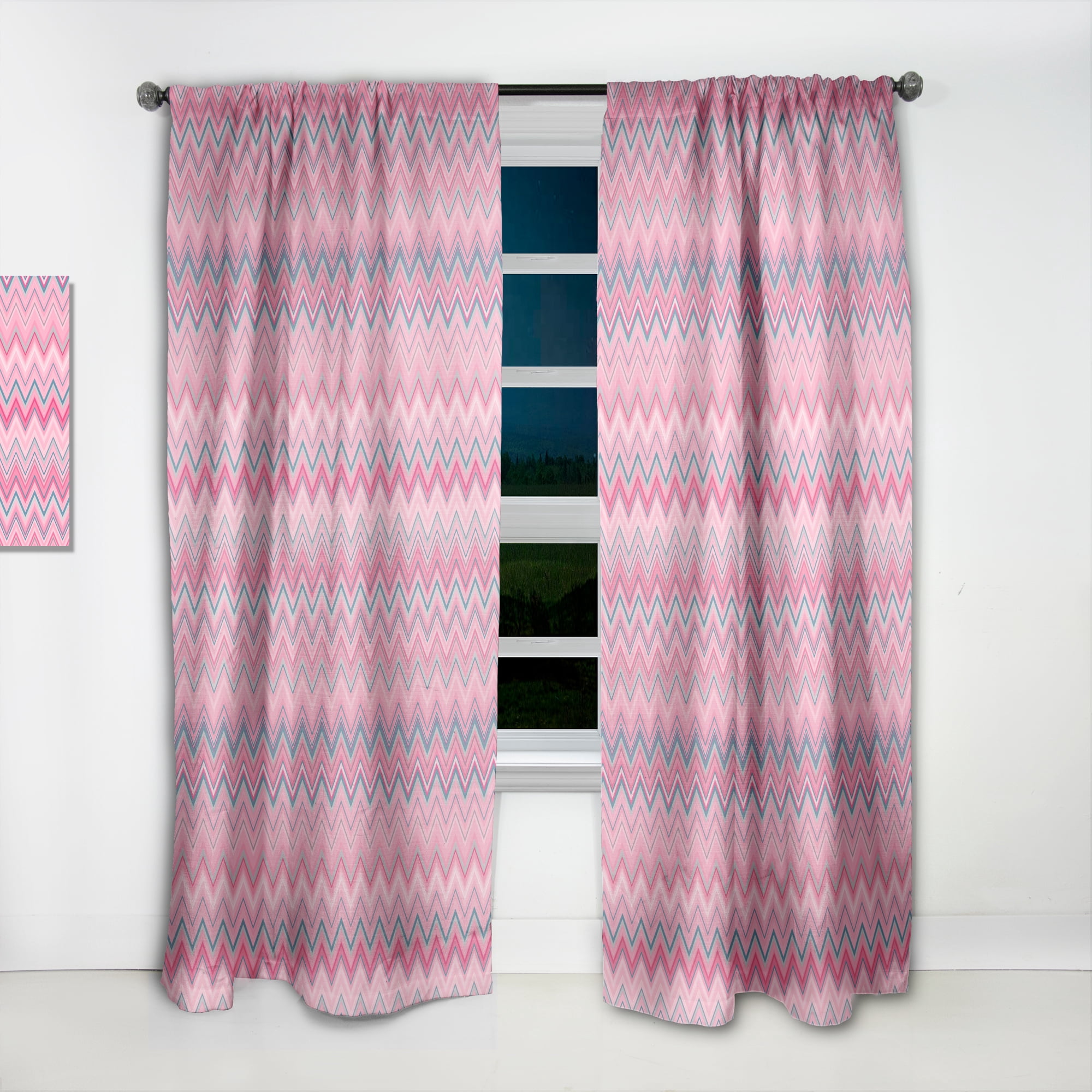 Designart 'Abstract Retro Geometric Pattern Design III' Mid-Century Modern Curtain Panel