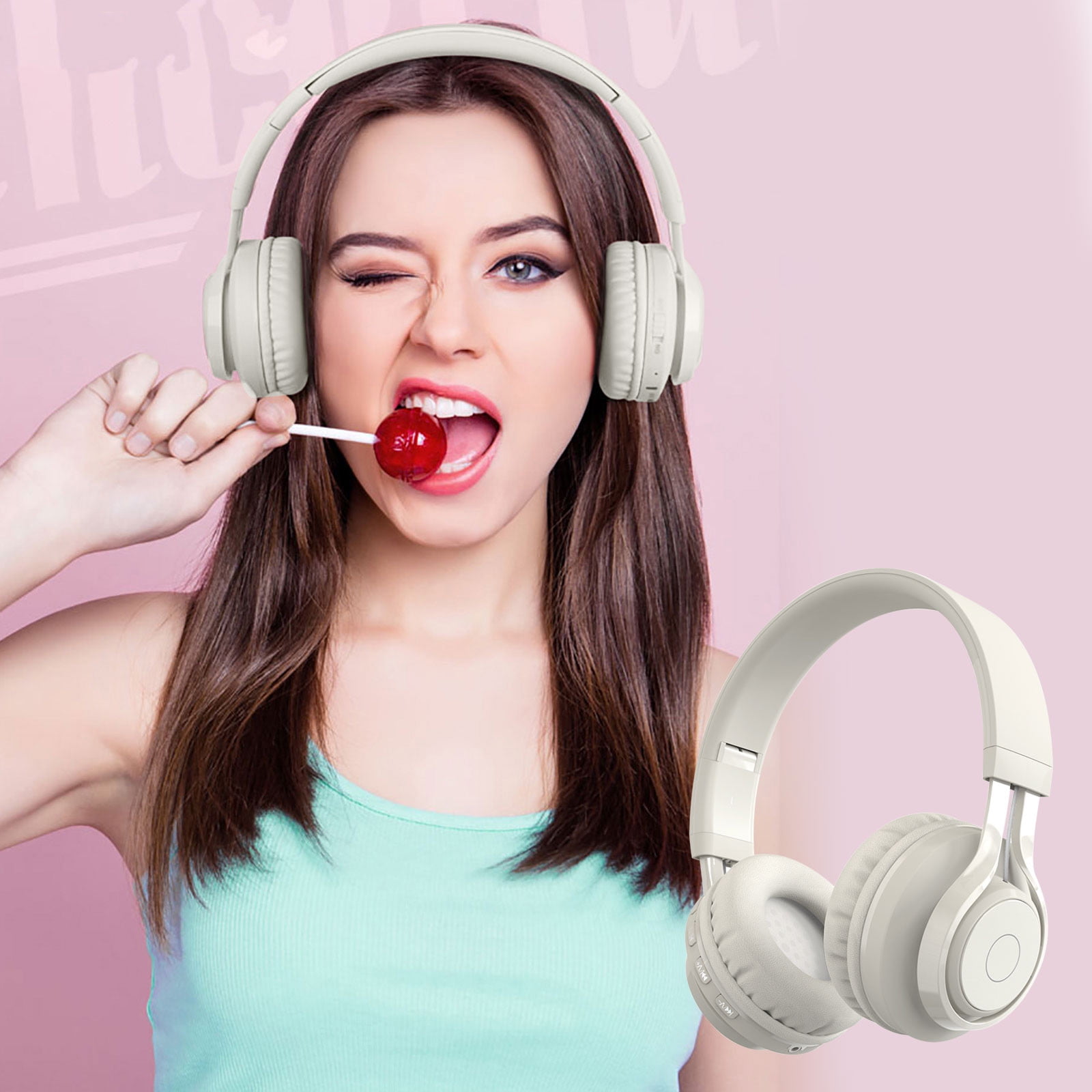Stitch Bluetooth Headphones, Wireless Headphones with Microphone Includes Aux Cord, Volume Reduced Kids Foldable Headphones for School, Home, or Travel