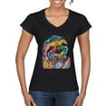 thumbnail image 1 of Funny Neon Sloth | Dean Russo Art Animal Lover Womenâ€™s Standard V-Neck Tee, Black, L, 1 of 5