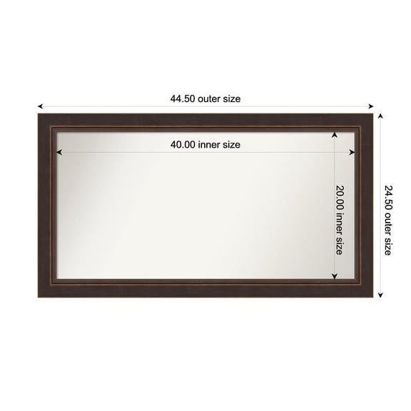 Amanti Art Custom Wall and Bathroom Mirror (24.5 x 44.5 in.), Lara Bronze Frame