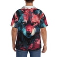 thumbnail image 3 of Fotbe Red Flame Wolf Head Camisa Estampada de Manga Corta para Hombre, Casual de Verano, Estilo Playero, Sin Arrugas-Medium, 3 of 5