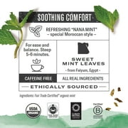 Numi Organic Caffeine Free Moroccan Mint Herbal Tea, 18 Count Microplastic Free Tea Bags