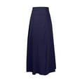 thumbnail image 3 of SMihono Fashion High Waist Wrap Skirt with Shorts Flowy Skirts for Women Trendy Summer Ruffle High Low Maxi Skirt with Slit Dark Blue 6, 3 of 4
