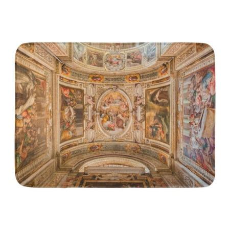 GODPOK Rome Italy March 26 2015 The Ceiling Fresco by G B Ricci from 16 Cent in Church Chiesa Di Santa Maria Rug Doormat Bath Mat 23.6x15.7