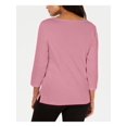 thumbnail image 2 of KAREN SCOTT $36 Womens New Pink Crochet Square Neck Casual Top S B+B, 2 of 2