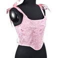 thumbnail image 5 of asdoklhq 2026 Summer Fall Womens Tops under $5 Women Casual Sexy Eyelet Lace-up Floral Print Fishbone Court Vintage Corset Straps Tank Top Shapewear Pink XXXL, 5 of 7