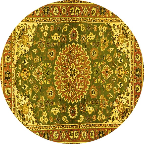 Ahgly Company Indoor Round Persian Yellow Traditional Area Rugs, 6' Round